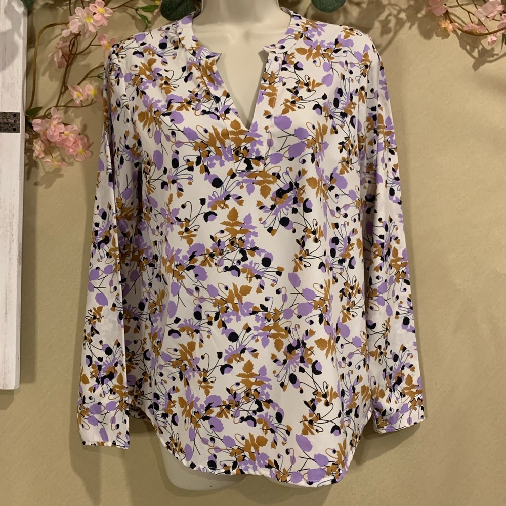 ICHI Floral Split Neck Blouse | Size S